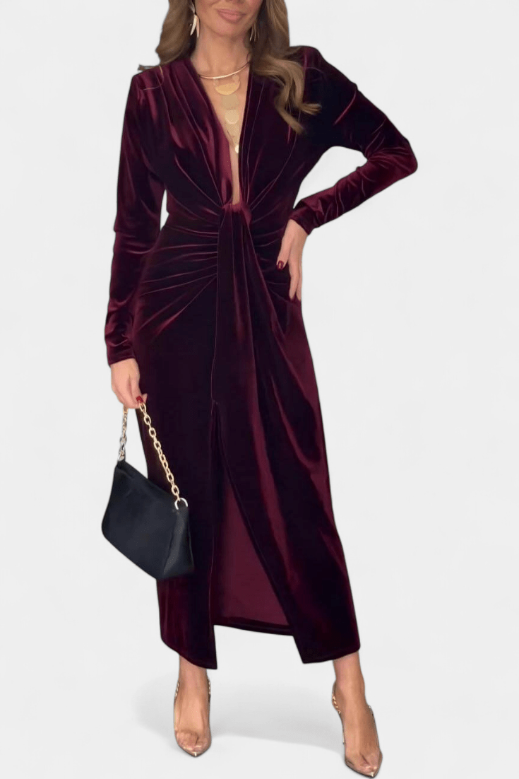 Luna – Velvet dress – Bordeaux / S