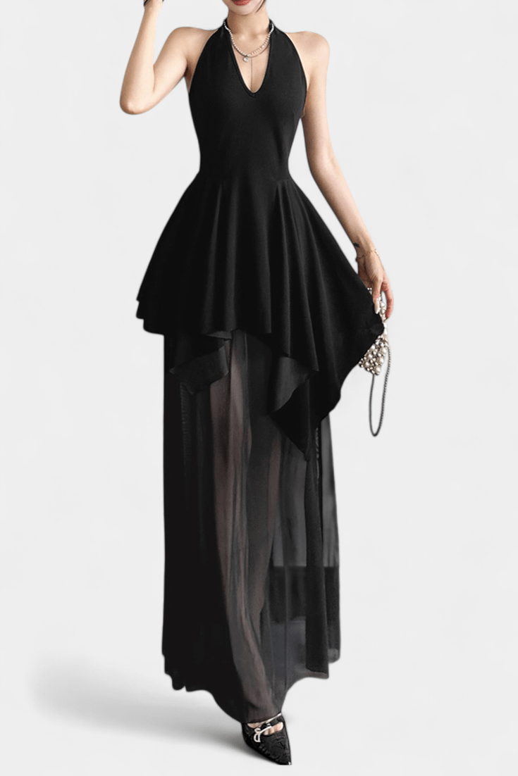 Maja – Stylish long dress – Black / S