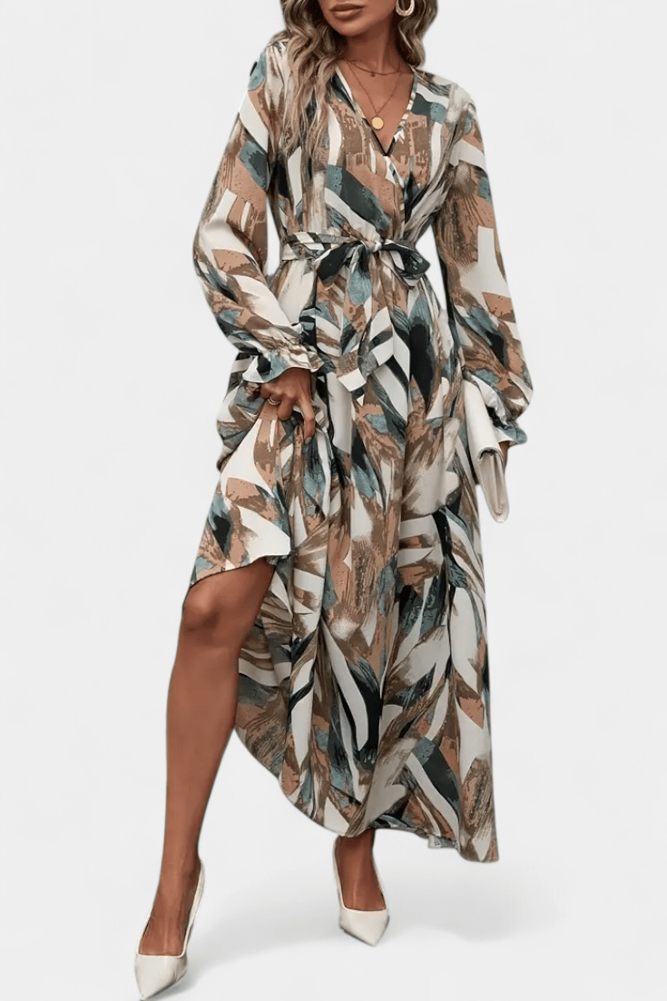 Mille – V-neck dress – Brown / S
