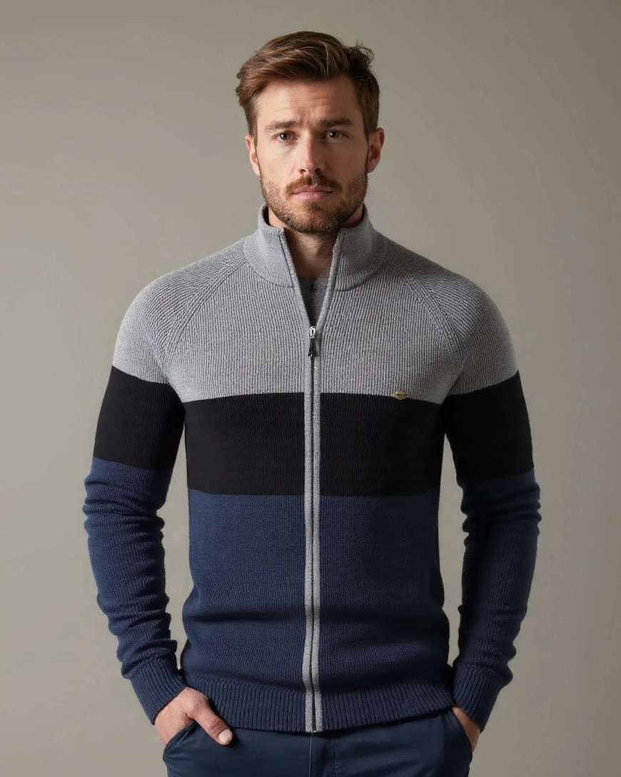 Simon – Zipped Jacket – Light Grey / S