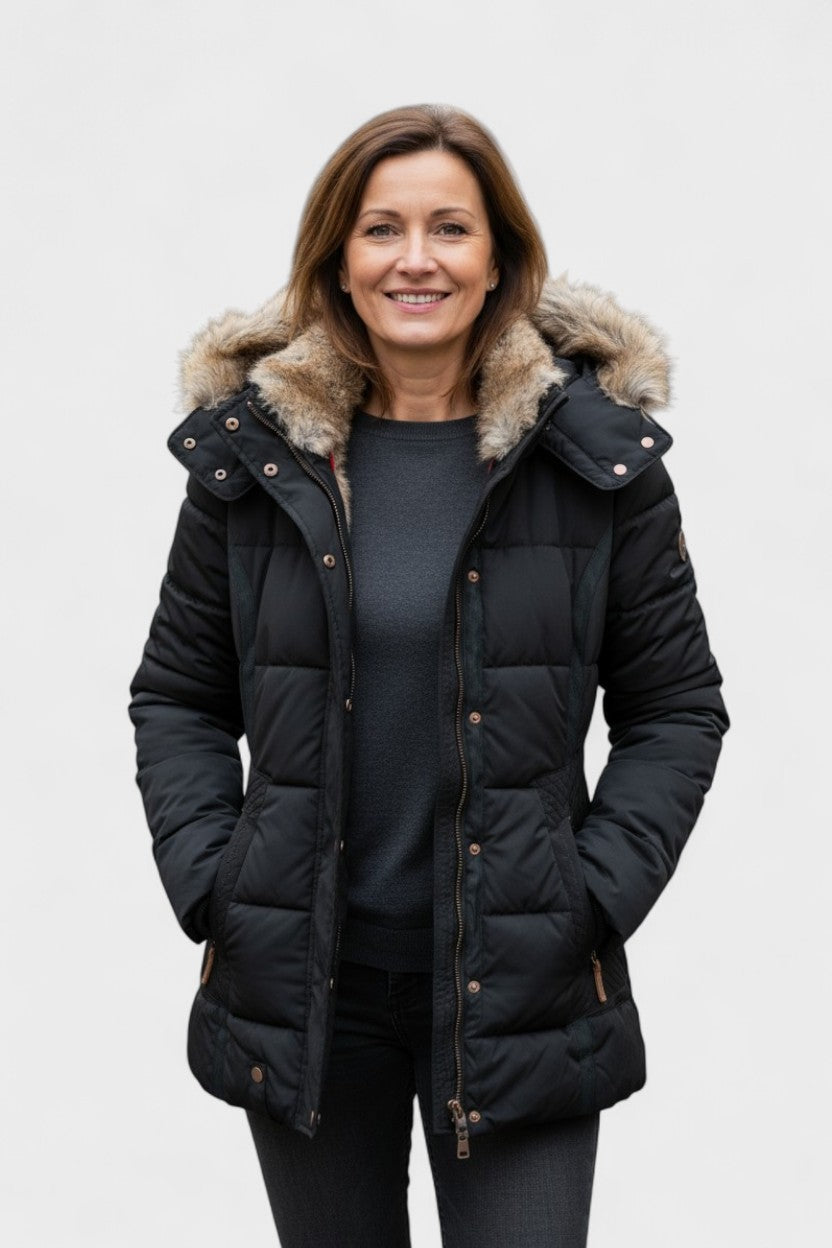 Thilde – Coat with soft fur lining – Black / S