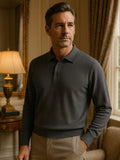 Adrian – Buttoned Wool Polo Shirt – Black / M