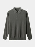 Adrian – Buttoned Wool Polo Shirt – Black / XL