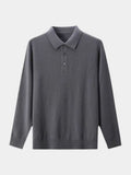Adrian – Buttoned Wool Polo Shirt – Black / S