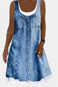 Agnes – Denim Dress – Daisy pattern / L
