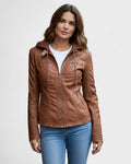 Alberte – Leather jacket – Khaki / M