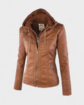 Alberte – Leather jacket – Khaki / XL