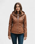 Alberte – Leather jacket – Khaki / S