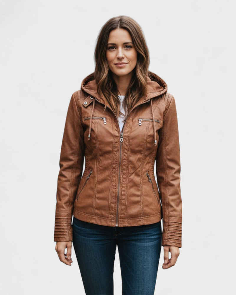 Alberte – Leather jacket – Khaki / S
