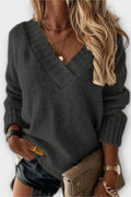 Anette – V-Neck Jumper – Black / L