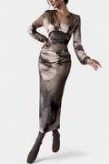 Augusta – V-neck dress – S / Apricot
