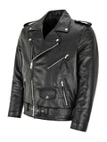 Austin – Classic Biker Leather Jacket – Black / L