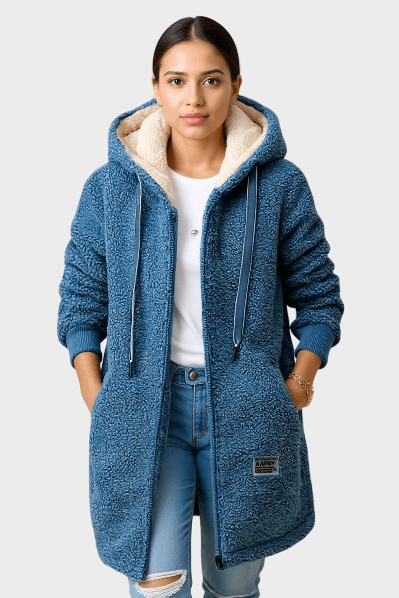 Birgitta – Elegant fleece jacket in Nordic design – Blue / S