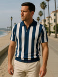 Bo – Navy Striped Polo – Navy Blue / M