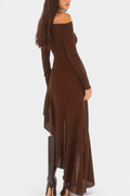 Bodil – Asymmetric dress – Brown / M