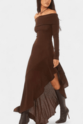 Bodil – Asymmetric dress – Brown / S