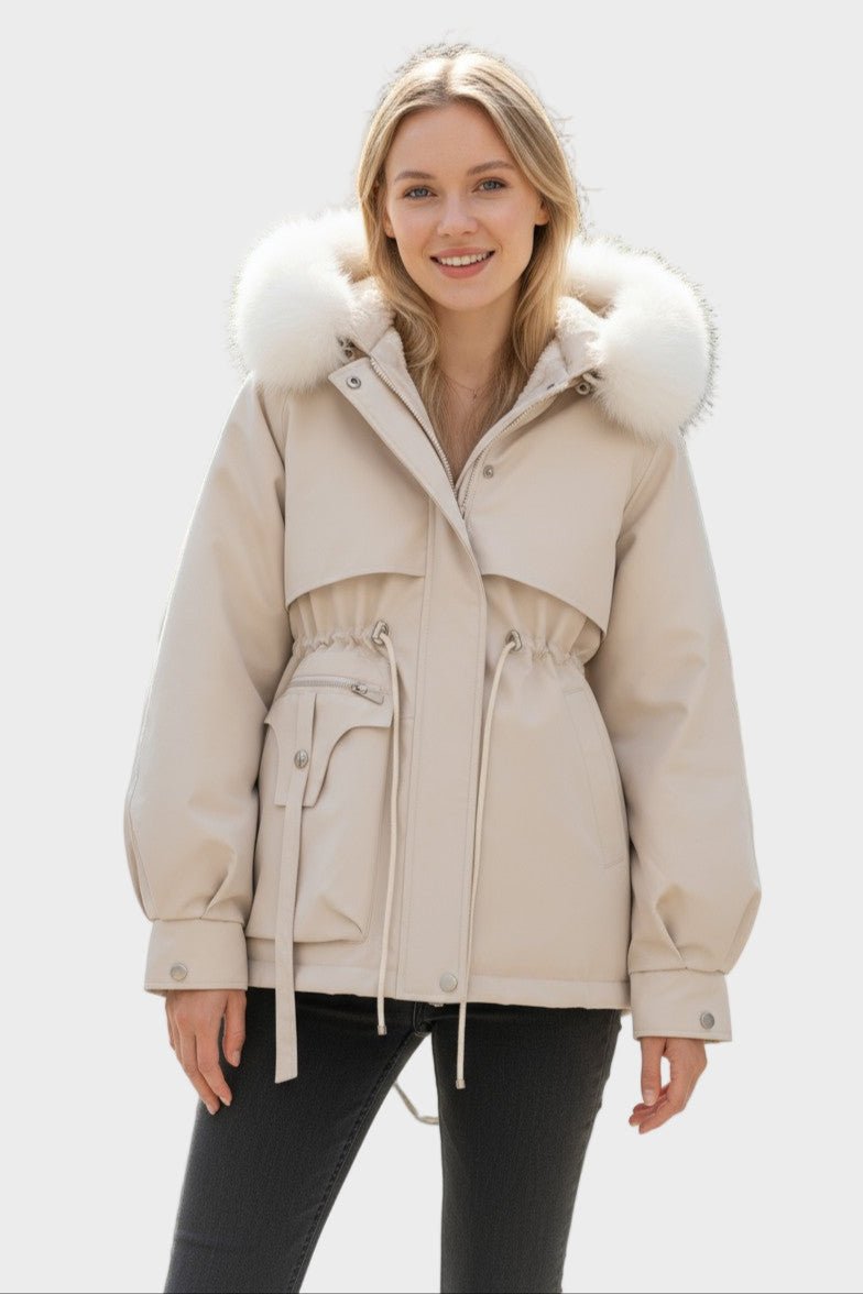 Cecilie – Elegant winter jacket in luxurious design – White / XS