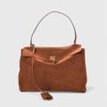 Cecilie – Gold Lock Bag – Dark Brown