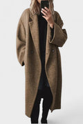 Ditte – Long wool coat in a timeless design – Grey / L