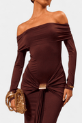 Ditte – Maxi Off-Shoulder – Brown / M