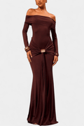 Ditte – Maxi Off-Shoulder – Brown / S