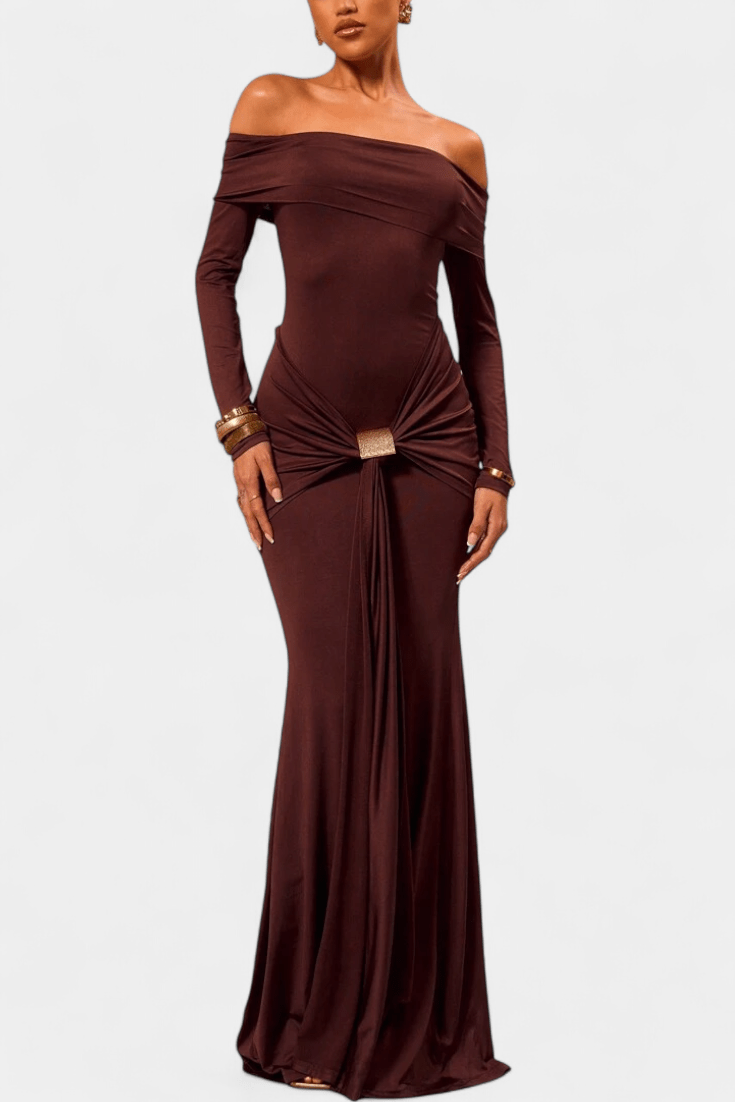 Ditte – Maxi Off-Shoulder – Brown / S