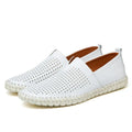 Elegant Breathable Leather Loafers – White / 40