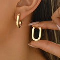 Elegant geometric hoop earrings – Gold