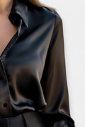 Ellen – Satin shirt – Black / M