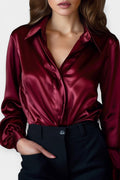 Ellen – Satin shirt – Black / L