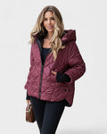 Ema – Stylish jacket with hood – Burgundy Red / L