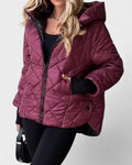 Ema – Stylish jacket with hood – Burgundy Red / XL