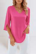 Emilie – V-neck blouse – Blue / XL