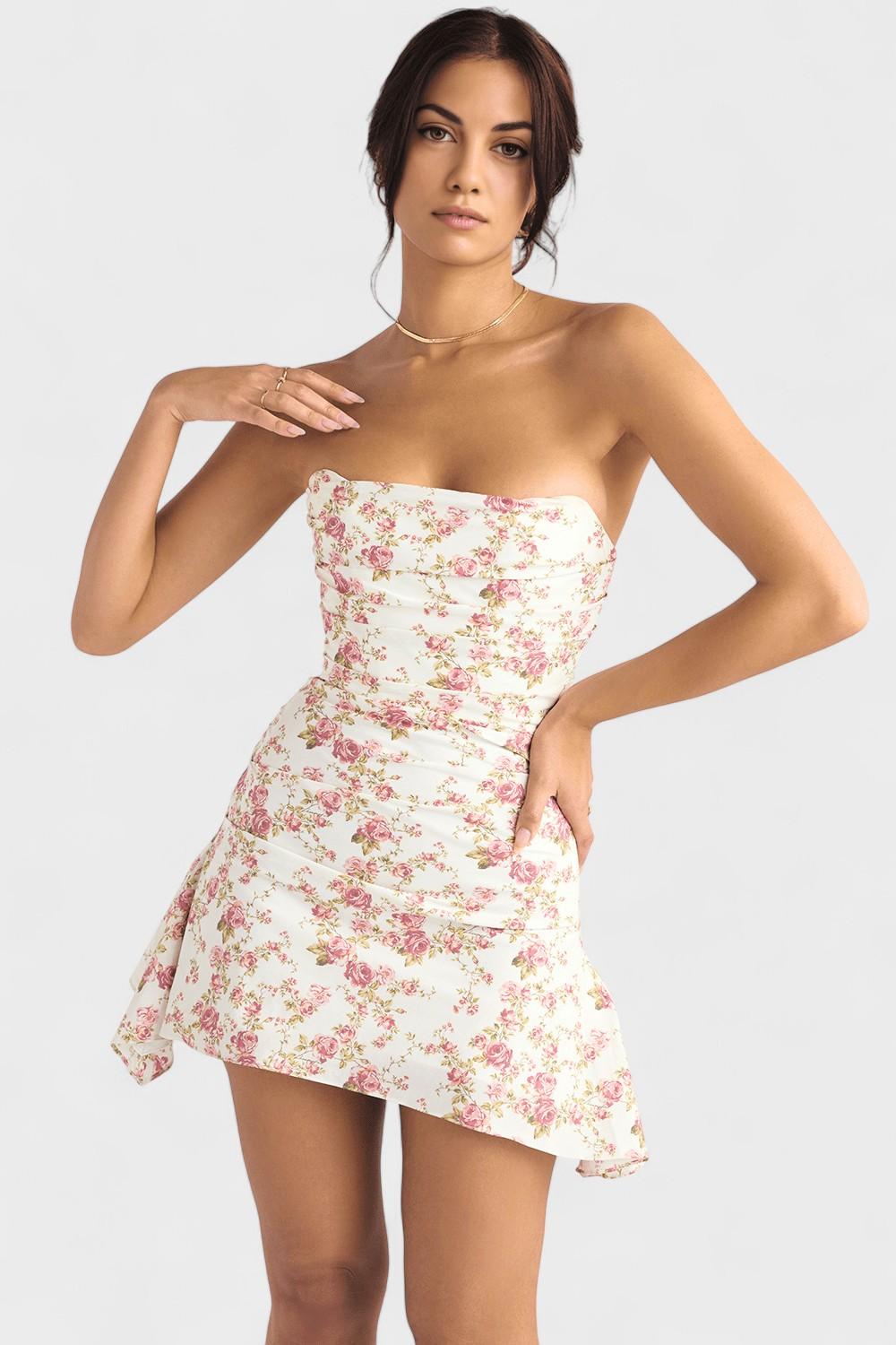Esme – Mini dress – Rose pattern / XS