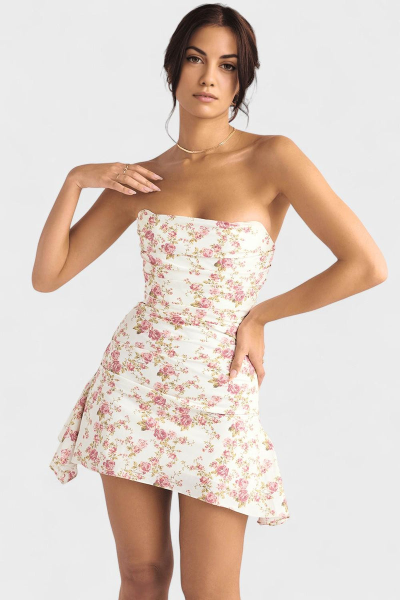 Esme – Mini dress – Rose pattern / XS