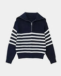 Felix – Knitted Jumper with stripes – White / M