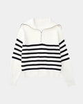 Felix – Knitted Jumper with stripes – White / XL