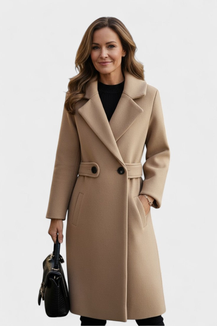 Frederikke – Winter coat in wool for women – Beige / M