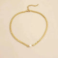 Greek necklace with pearl in gold – image 2