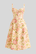 Helena – Midi dress – Pink floral pattern / S