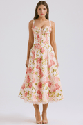 Helena – Midi dress – Pink floral pattern / M