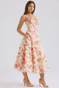 Helena – Midi dress – Pink floral pattern / L