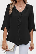 Helle – Ruffle Blouse – Green / M