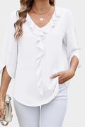Helle – Ruffle Blouse – Green / L