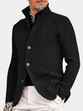 Henrik – Buttoned Knit Jacket – Navy Blue / L