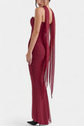 Ida – Decorative net dress – Bordeaux / M