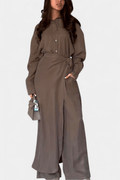 Ida – Long sleeve set – Brown / S