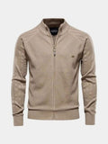 Jacquard – Zip-Up Knit Cardigan – Khaki / S