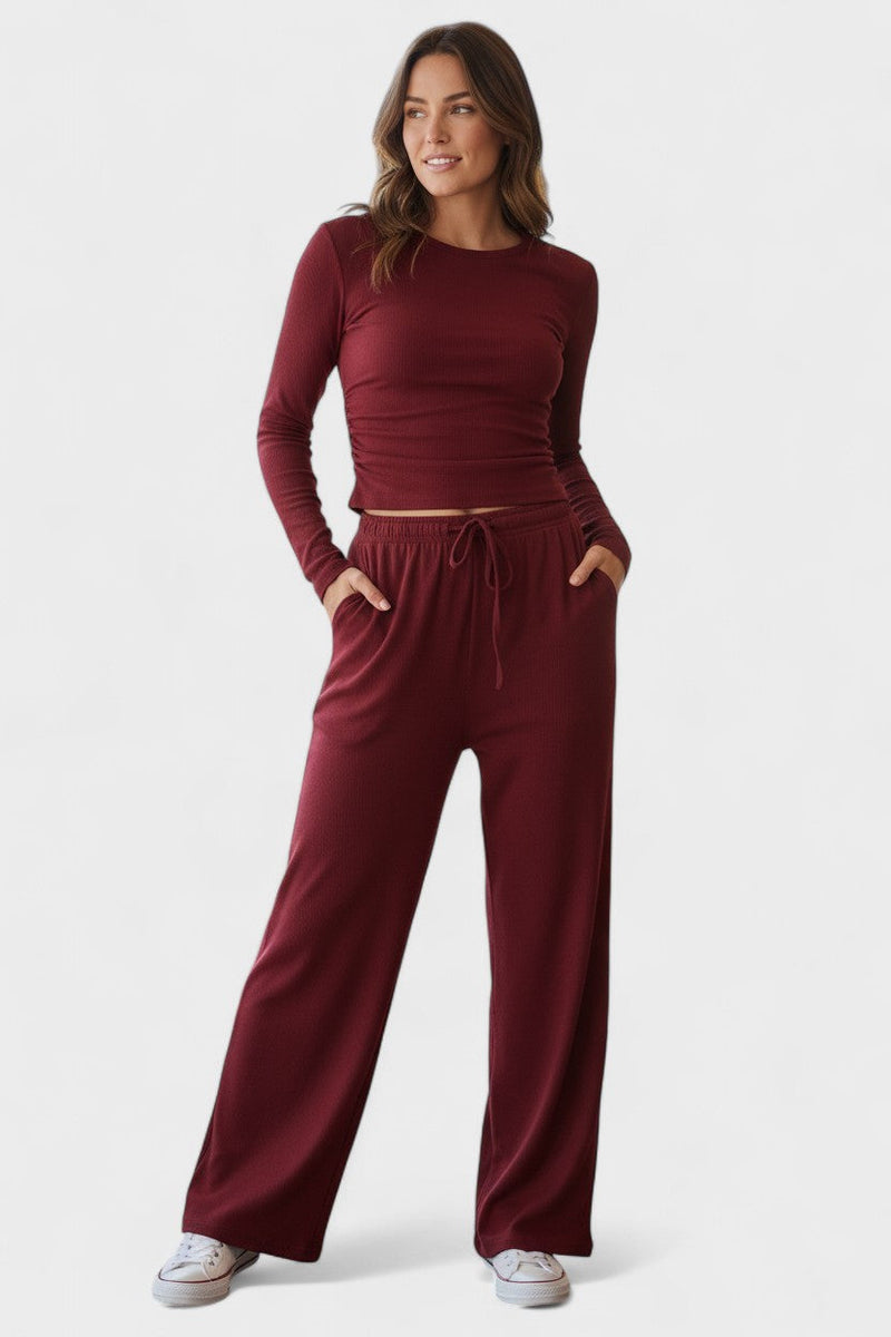 Jana – Loose set with long sleeves – Burgundy / S