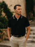 Jesper – Noir V-neck Polo – Black / M